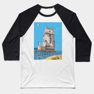 Belém Tower, Tower of Saint Vincent Lisbon Whimsical Illustration Baseball T-Shirt